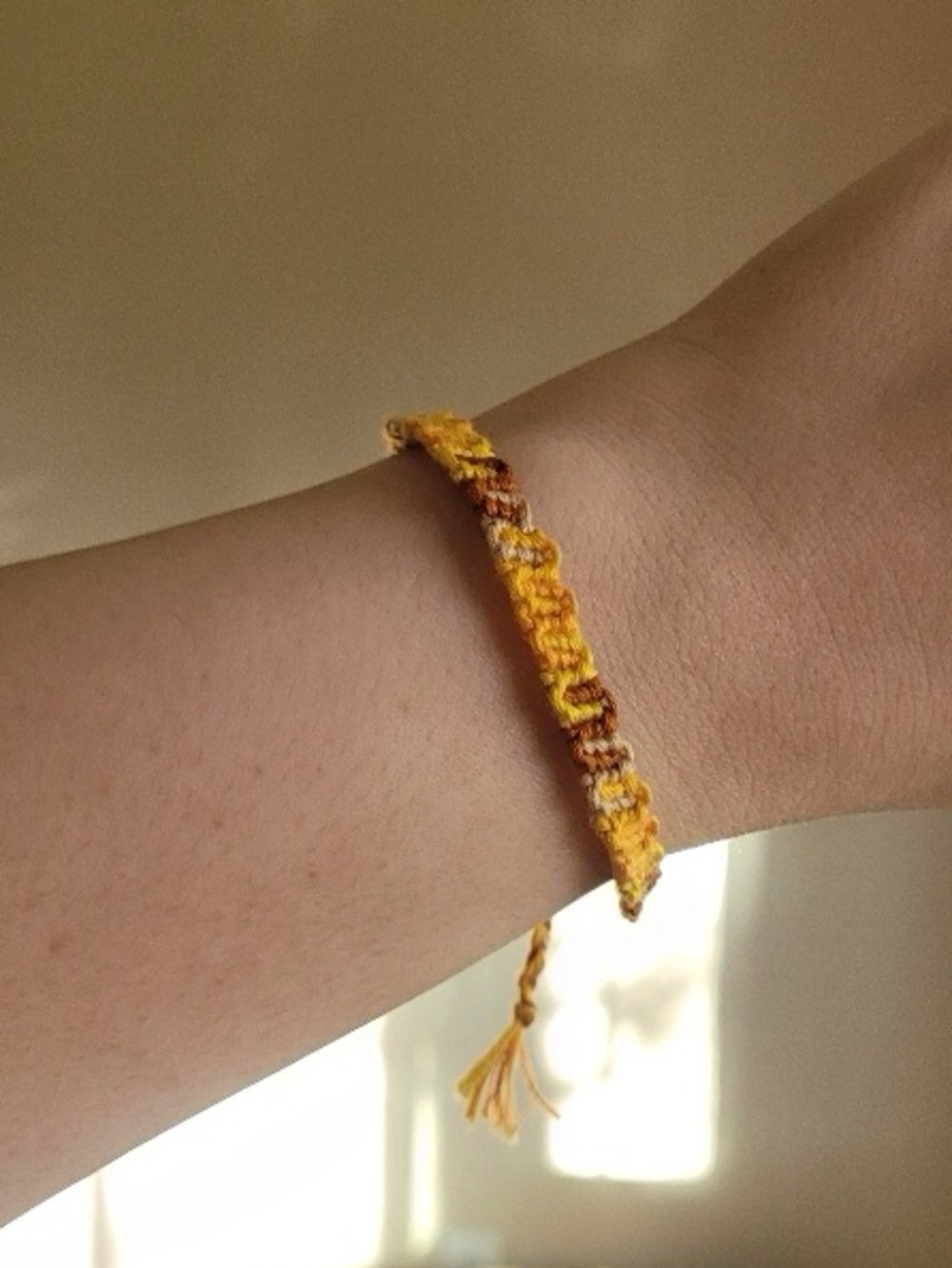 Dainty Handmade Yellow swirl Woven Friendship Bracelet unisex